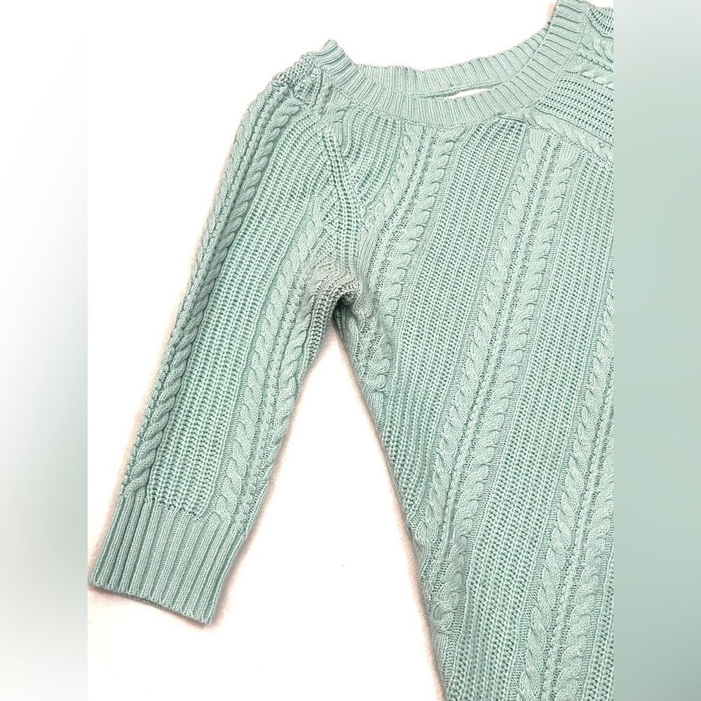 New York & Company Women’s Mint Green Cable Knit 3/4 Sleeve Sweater Medium - Picture 2 of 16